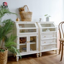 New Japan-style Solid Wood Dining Side Cabinet Glass Chen Display Cabinet Locker Multi-Drawer Kitchen Bedroom Containing Cabinet Whole Dress