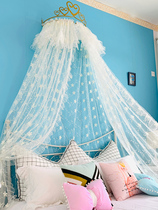 Golden sleeper mantle Princess home bedroom gauze curtain with shelf exquisite embroidery on three sides surrounded by bedside decorative mantle