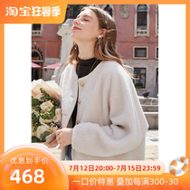 Triple Color 2022 Spring Autumn New Wool Leather Grass Short Round Neckline Jacket Custom Metal Buckle Soft Glutinous Warm Fashion