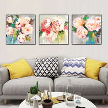 Hand painted oil painting light extravagant floral living room decoration painting complex flower specie Nordic triplex restaurant sofa background wall hanging painting