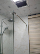 Telescopic rod shower room pull rod anti-sway room door clip support accessories flat head oblique head stainless steel holder glass