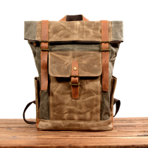 Qiguxi trendy backpack for men and women waterproof retro British academic style canvas backpack computer bag casual schoolbag