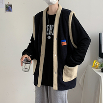 Color-color vest mens Tide brand ins spring and autumn fleece waistcoat waistcoat Korean version of loose Ruffian handsome sleeveless jacket