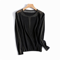 Autumn and winter imported gold silk cabinet thousands of quality micro perspective long sleeve wool sweater base shirt