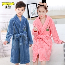 Childrens clothing childrens flannel robes for boys and girls in autumn and winter children coral velvet bathrobe baby pajamas home clothing