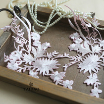 Taiwan new cloth stickers large handmade accessories lace to flowers flower embroidery applique H53 pink silver thread
