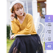 (clear cabin RMB100 ) big code womens clothing 2022 spring fat mm pure color base flip-floe two-wearing sweater-knitted sweatshirt