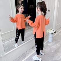 Cotton girls set autumn clothes 2020 new childrens foreign atmosphere Korean girls in the big childrens clothes sports two-piece tide