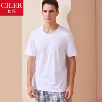 Shile Mens Cotton Short Sleeve T-shirt Loose Size Round Neck Sports T-Shirts Cotton Old Men base shirt Men