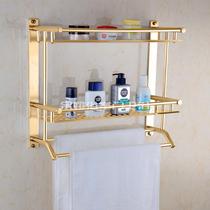 Golden new double-layer aluminum shelf space aluminum toilet multi-purpose bathroom rack high shampoo Cup brush holder