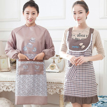 Korean fashion cute apron adult female kitchen cooking waterproof coverall long sleeve adult overalls can be customized