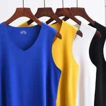 Mens Modale ice wire without trace vest pure cotton youth breathable summer sports two cross-column ultra-thin