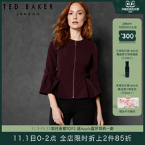 TED BAKER ladies fashion solid color business trumpet sleeve pleated coat top