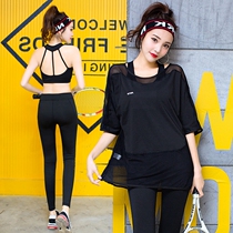 Yoga Suit Suit Woman 2022 Summer Network Red Black Thin Running Loose Big Code Fitness Room Sports Speed Dry Clothing