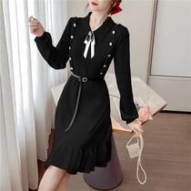 Lantern Sleeves Sweater Dress Lotus Leaf Dresses 2020 Autumn Winter New Closets Slim Knit Dress With Underskirt Dresses Dresses