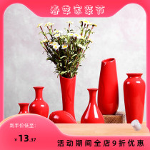 Ceramic Ware Small Vase Red Flower Arrangement Dry Flower Simple modern Chinese table Living room Home Decorative Pendulum