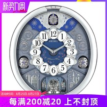 Japan Seiko wall clock European style living room high-end magic animation music timekeeping creative art clock QXM379S