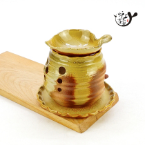 Japan imported Yoturi kiln pottery tea incense burner incense lavender incense road zero with tea fried paper box dry tea on the stove