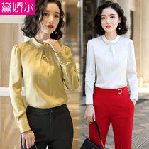 Long sleeve shirt female Korean version 2022 new spring and summer fashion Temperament Blouse Lady Beating Bottom Snowspinning Beautician shirt