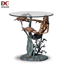 Tikao Meiju European furniture round table creative personality coffee table high-end mermaid glass copper table 31-196