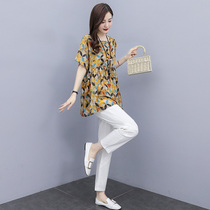 Cotton Linen Suit Womens Summer Fashion 2021 New Casual Temperament Middle Aged Mother Summer Clothing Foreign Air Two Sets Tide