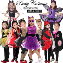Halloween Girl Clothing Animal Black Cat Flower Leopard Insect Bat Spider Ladybug Bee Butterfly Fairy Princess Dress