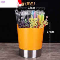 Milk tea shop with straw chopsticks bucket spoon storage creative three grid bar storage box chopsticks cage rack
