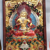 Old Tibetan wooden frame painted Thangka Buddha Vajrasattva Tibetan Buddha Home decoration hanging painting ornament