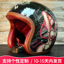 Roller Girl Harley Machine Car Half Helmet Summer Fashion Motorcycle Knight Helmet Artisanal Painted Composite Decorated Helmet