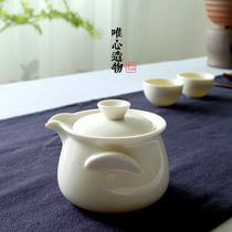 DeHua white porcelain ceramic kung fu tea set hand-held pot tea bowl tea bowl tea cup with filter three Bowl specials