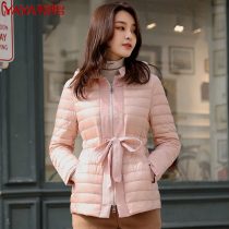 Duck and light New down jacket women 2021 short fashion trend hooded coat women winter wear waist top women