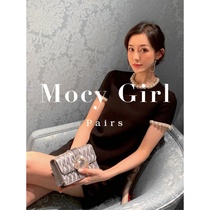 Sandro asw Small Fragrant Style Nail Beaded Diamond Dress Women's 2022 Summer French Temperament Celebrity Short Sleeve A- line Skirt