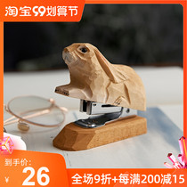 Creative handmade jewelry solid wood carving stapler wood carving ornaments basswood New Year gift