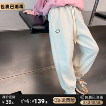 Girls sports pants spring and autumn 2022 new style foreign style fashionable middle and big childrens pants outer wear childrens autumn clothes loose pants