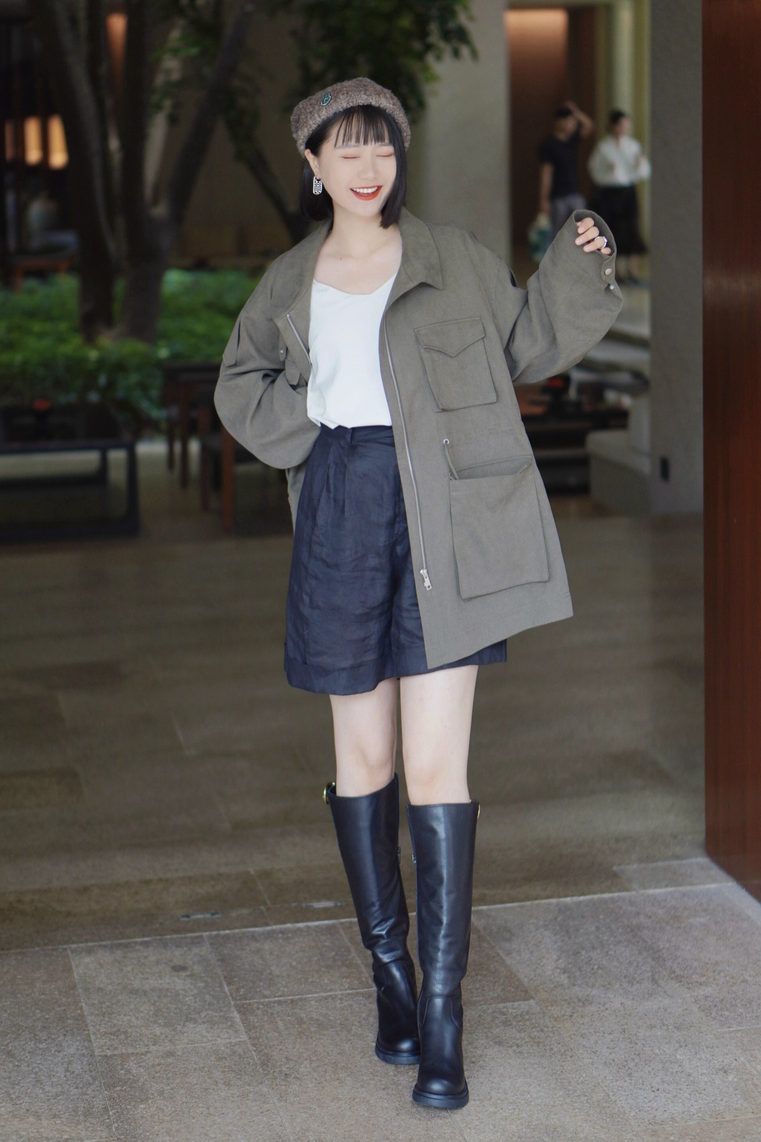 kisscat接吻猫[城市旅人]骑士靴，万茜方枪枪美洋同款真皮皮带扣复古英伦风