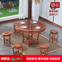 Mahogany dining room furniture Hedgehog rosewood dining table Rosewood flower basket dining table round table and chair Mahogany Chinese classical dining table