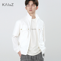 Mens coat summer thin 2021 New Stand Collar casual loose trend tooling jacket breathable sunscreen men