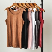 Summer dress loose size round neck cotton sleeveless T-shirt bamboo cotton I-shaped solid color vest sling base shirt female