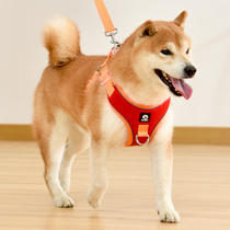 Explosion-proof red dog leash vest type medium and large dog Shiba Inu corgi puppy chest strap walking dog rope dog chain