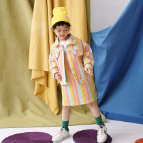 Pear Xiaoxian original childrens clothing Autumn New Girl Rainbow Series small fragrant style short coat E93W2095