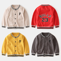 Korean version of the round neck childrens cardigan jacket tide baby sweater spring and autumn new childrens clothing boys sweater sweater sweater