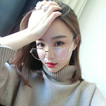 openlady woman Xia Xia Xia Sydney Fei Qiming with flat mirror big frame gold rim glasses anti-blue lens tide