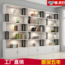 Wrought iron bookshelf combination Simple modern simple multi-layer shelf Floor-to-ceiling background wall childrens bookcase with door shelf