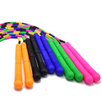 Colorful bead festival fancy rope skipping kindergarten children students Bamboo Bar pattern skipping rope adjustable length single skipping rope