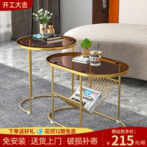 Light and luxurious modern corner Several small families Living room Home sofa Edge a few minimalist Balcony Small Tea Table Oval-free