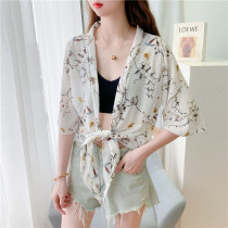 Small shawl womens summer chiffon sun protection clothing air-conditioning shirt thin coat small vest large size all-match cardigan short outer wear