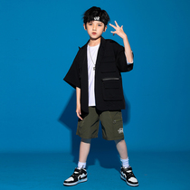 Childrens street dance suit summer new small suit three-piece loose boy hip hop performance handsome tide suit