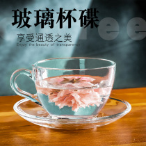 European afternoon tea simple small luxury transparent glass cup saucer drink tea cup coffee cup with spoon household set