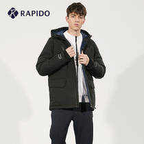 RAPIDO break Road winter mens high hat collar windproof warm Plaid inner thick sports down jacket