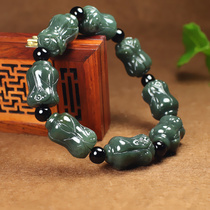 And Tian Yui cabbage jade bracelet genuine products Xinjiang and Tian Qingyu string of mens jade 100 treasure bracelet with certificate